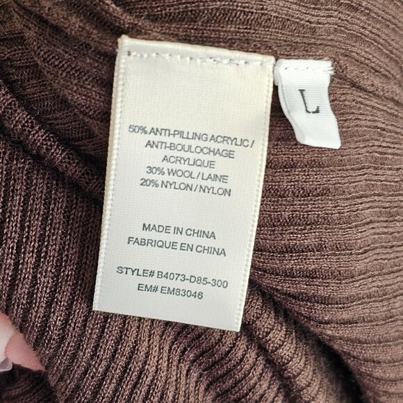 Bella Dahl Dark Brown Ribbed Long Sleeve Tie Cardigan Drop Shoulder Sz L - Picture 6 of 8